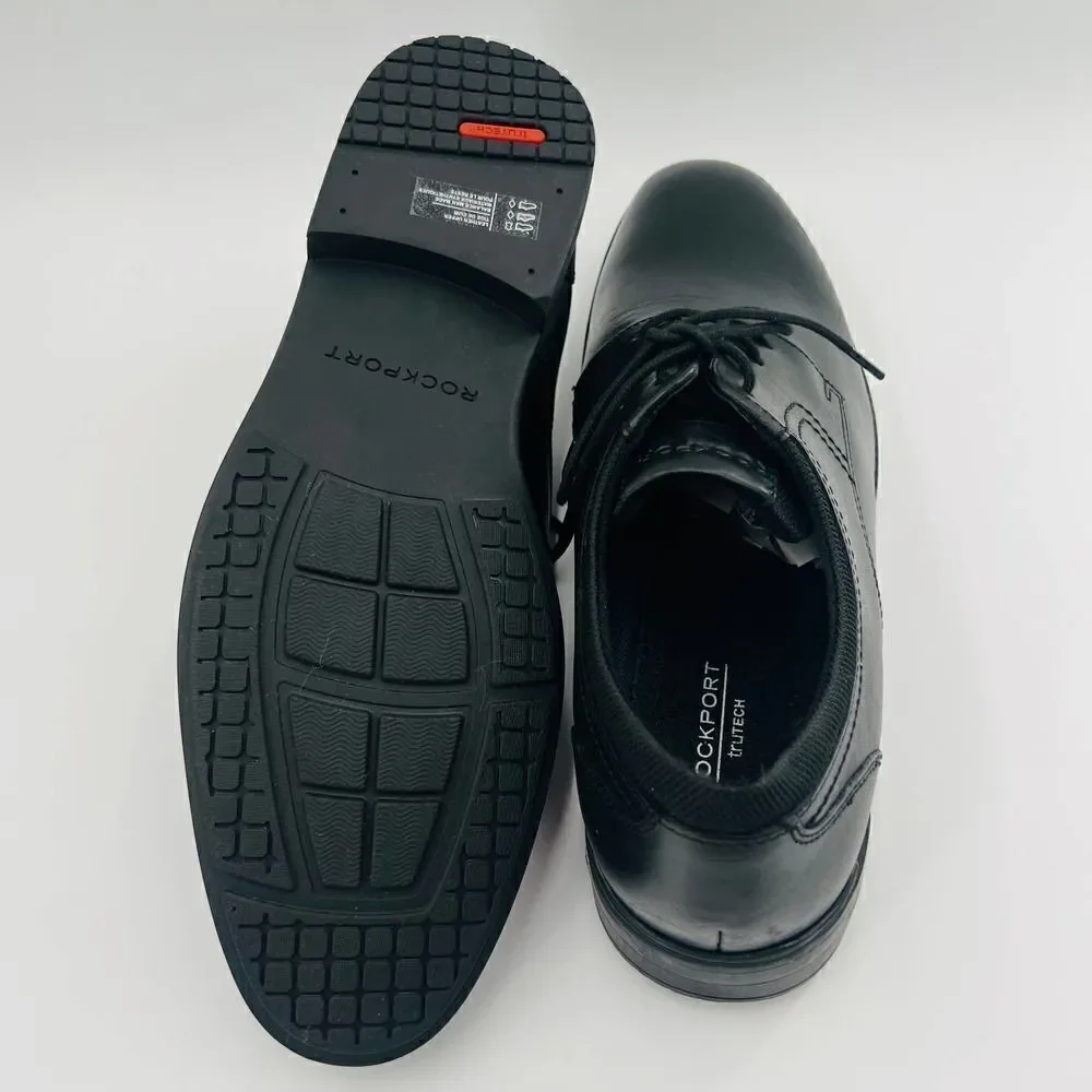 Rockport Trutrech Bryant Plain Toe Oxford Black Leather Shoe Size 11 NWOB